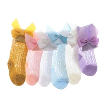 0-3 AASTAT Baby Tüdrukud, Suvi Pikk Sokid Bowknot Sisekujundus Satsiline Õõnes Läbi Kõrge Põlve Sokid 2023 Uus Soft, mille Võrgusilma Sokid Imiku-Väikelapse