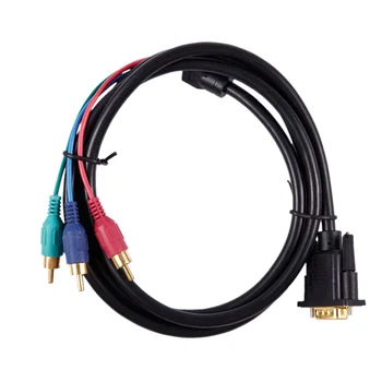 1.5 4.9 M Ft VGA 15-Pin Male 3 RCA-RGB Mees-Video Kaabel Adapter Must