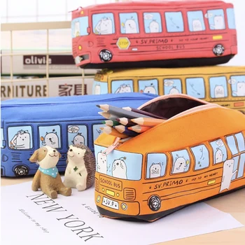 16pcs Wholesales Suure Mahutavusega Buss Poiss, Tüdruk penaali Cartoon Kott Kirjatarvete Õpilane Pen Kasti Kid Edendamine Kingitus
