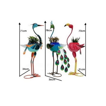 1TK Mahlakas Roheline Taim Aia Kaunistamiseks Raud Paabulind Kraana Flamingo Loomade Kuju Armas Iseloomulik lillepotis