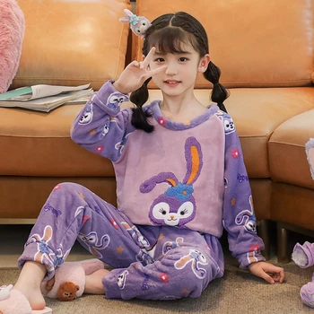 2023 aasta Sügisel, Talvel Lapsed Tüdrukud 2TK Sleepwear Set Coral Velvet Cartoon Pikk Varrukas, Mantel, Püksid Sleepsuit Laste Tüdrukute Pidžaama