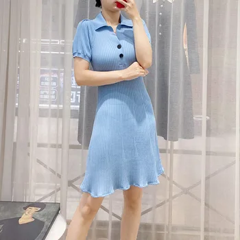 2023 Naiste Uued Lühikesed Varrukad Mini Kleit V Kaelus Kootud Slim Asukoht Daamid Elegantne Mini Kleit