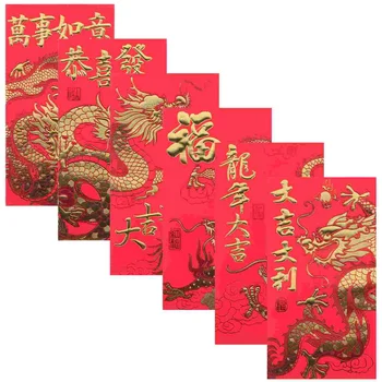 6 Tk Festival Punased Ümbrikud Lunar Uusaasta Kingitus Kotid Hiina Raha Kotid Paberist Tasku