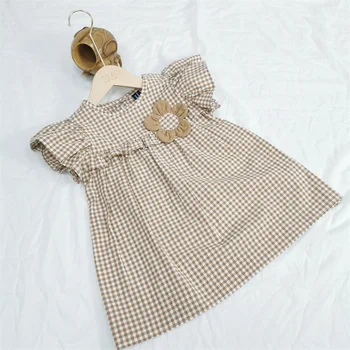 Baby Girl Dress Korea Versiooni Suvine Kleit Uus Seelik Emane Beebi Tüdruku Riided Trendikas Square Armas Mänguline Lille Casual Kleit