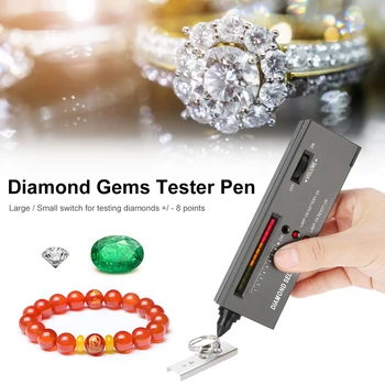Diamond Tester Pen Suure Täpsusega Ehted Teemant Tester Kaasaskantav Gemstone Valija Vahend, LED Indikaator, Ehted Test Pliiats