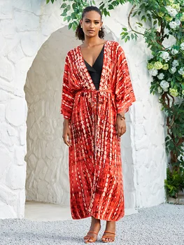 EDOLYNSA Stiilne Tie Dye Ava Ees Pikk Kimono Ujumistrikoo varjata Naiste 2023 Mood Suvel Prindi Vabaaja Kardiganid Q1314