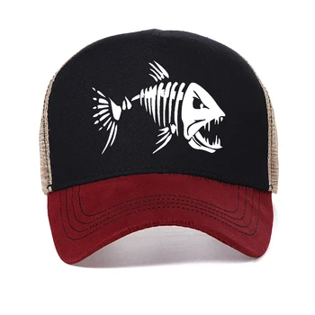 Fishbone Aednik mütsid Meeste Kalapüük Kala Skelett Luu ühise Põllumajanduspoliitika HipHop Baseball Caps lahe Suvi Fisher Mees Silmadega müts gorra