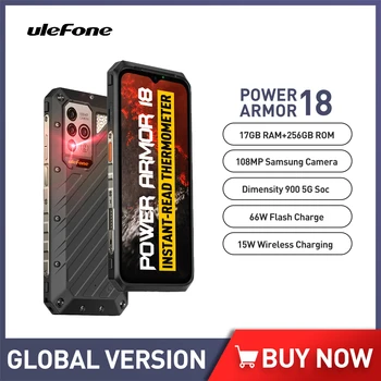 Globaalne versioon Ulefone Power Armor 18 Karm Telefon 6.58 Tolline 17 GB RAM+256GB ROM 5G Android 12 Moblie Telefon 108MP 66W 9600mAh NFC