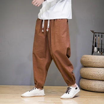 Hiina-stiilis Puuvill Kottis Meeste Vabaaja Haren Püksid Traditsiooniline Tang Ülikond Meeste Püksid Meeste Hanfu taiji Sport Lühikesed Püksid