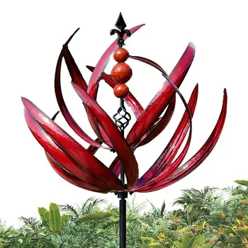 Metallist Õue Spiraalrattad Metallist UV 360 Kraadi Pööratav Lotus Garden Art Punane Tuuleveski Puhul, Kõnniteed, Muruplatsid Ornament Väljas
