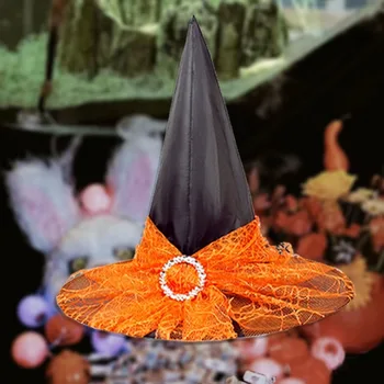 Must Võlur Müts Halloween Witch Teenetemärgi Müts Pool Festivalidel Ühise Põllumajanduspoliitika Cosplay Kostüüm Peakatted Decor Täiskasvanud Laps Peakatet Võre