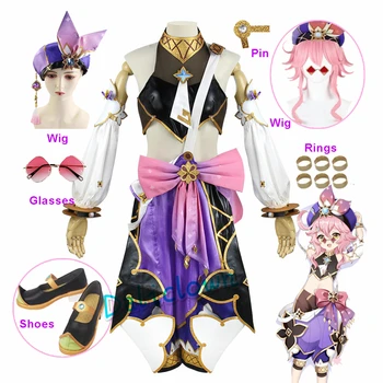 Mäng Genshin Mõju Dori Cosplay Kostüüm Kingad Parukas Prillid Sumeru Genshin Dori Cosplay Varustus Halloween Kostüüm Täielik Komplekt