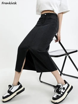 Naiste Seelikud Populaarne Lihtne korea Sõitmisest Stiilis Hingav Hubane Esteetiline Stiilne Kõik-mängu Streetwear Denim Pehme Vasikas Pikkus