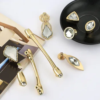 Nordic Gold Diamond Nupud ja Käepidemed Sahtel Tõmbab Garderoob-Kapi Ukse Käepidemed Crystal Sahtli Nupud Mööbel Riistvara