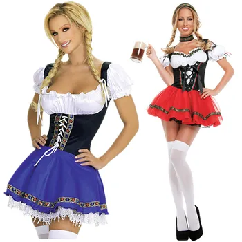 Pluss Suurus Daam Karneval Oktoberfest Kleit Üles Baieri Õlut Tüdruk Tüdruk Naiskelner Teenindavad Neiu Cosplay Kostüüm Kostüüm Pool Kleit