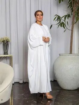 Ramadan Valge Kimono 2 Töö Abaya Määrata, Türgis Islam Araabia Hijab Kleit Moslemi Komplekti Jalabiya Naiste Hommikumantel Femme Musulmane Seal Kaftan