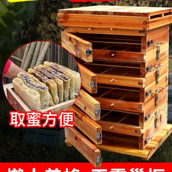 Ruuduline Taru Keskmise Mesilaste Paksenenud Kuusk Bee Bee Box Barrel Täielik Komplekt Mulla Söötmine Kasti Mesinduse ringi Barrel Meelitada Mesilaste Barrel Mesilane