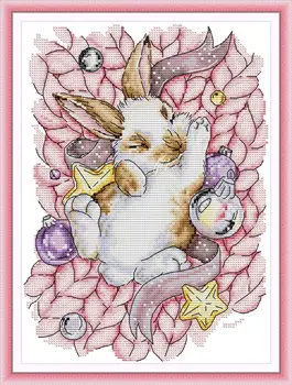Rõõmu pühapäev trükitud ristpistes Kit DIY Lihtne Muster Aida 14/11CT Tembeldatud Kangas, Tikand Set-Laisk Bunny