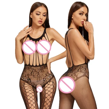Uus Seksikas Võrk Bodysuit Naiste Vaata Läbi Avatud Jalgevahe Bodystockings Silma Õõnes Välja Baby Doll Erootilised Kostüümid Porno Nightwear