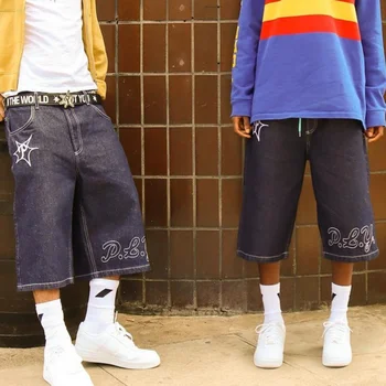 Y2K lühikesed Püksid, Hip-Hop Gooti Denim Jõusaal lühikesed Püksid 2023 Suvel Uus Harajuku Lahti Vabaaja Must Gooti Meeste Korvpalli lühikesed Püksid Streetwear