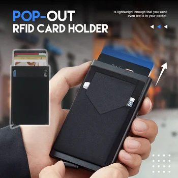 Õhuke Alumiiniumist Rahakott Koos Elastsuse Tagasi, Kott ID Credit Card Hoidja Mini RFID Rahakott Automaatne Pop-up Panga Kaart Juhul